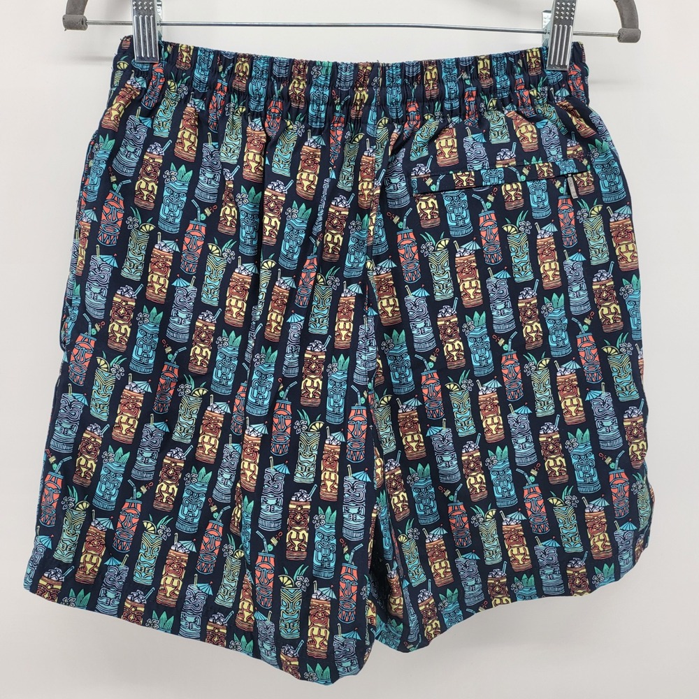 Caribbean Swimwear Men's Small Tiki Cocktail Swim Trunks Drawstring Shorts lined
